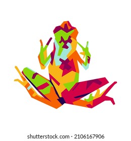 frog jumping in wpap art style. suitable for cover, t-shirt design etc. Eps file
