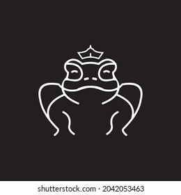 frog king animal line logo design