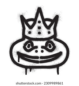 Frog king graffiti with black  spray paint
