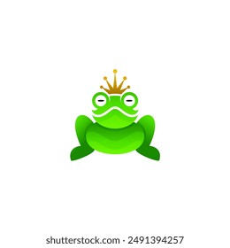 frog king logo, frog prince fairy tale icon, green color