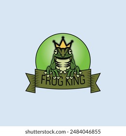 Frog King Logo Vector. Suitable for any industry, especially those related to frog animal characters.