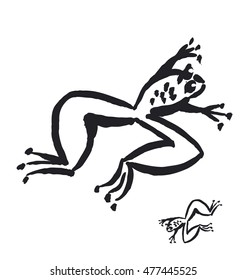  frog lags french meal concept illustration. green animal vector image. gourmet cuisine sketch