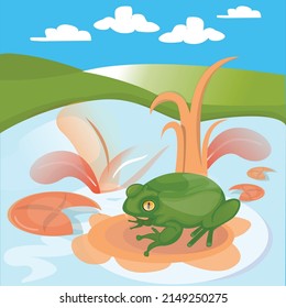 Frog in lake illustration vector 