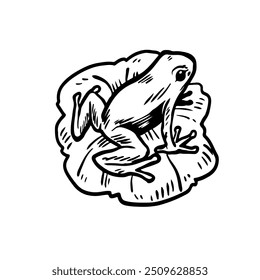 Frosch und Blatt Logo mit Vintage-Stil