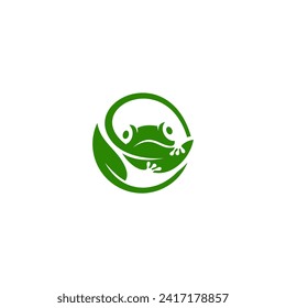 frog leaf tropical logo design