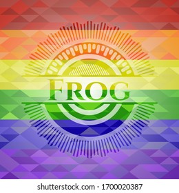 Emblema de color lgbt de rana. Ilustración vectorial. Mosaico.
