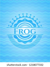 Frog light blue water wave emblem background.
