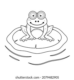 Frog Line Art Design for Coloring Book