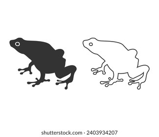 Silhouette für Froschlinien-Symbol auf flachem Vektorgrafik
