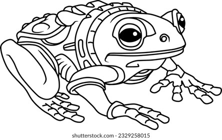 frog  line vector illustration isolated on white background