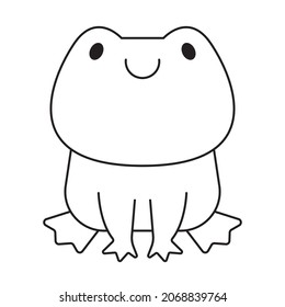 Frog little baby Vector art. Black and white. White background. Line drawing.