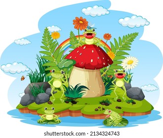 Frog living in nature illustration