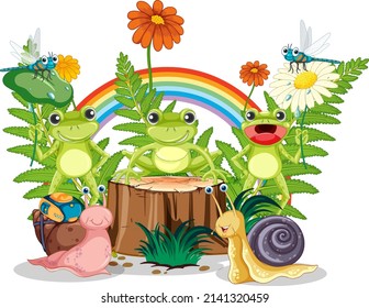 Frog living in nature illustration