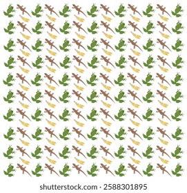 frog, lizard with wheat as a pattern background