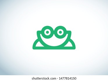 Frog Logo. Animal head icon. Vector geometric illustrations of wild life animal. Green Frog Icon.