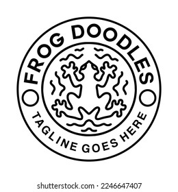 Frog Logo animal Vector Design Monoline illustration Symbol Icon