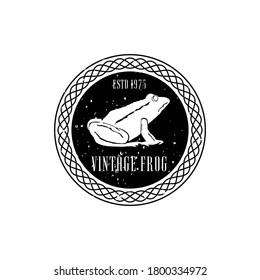 a frog logo badge with retro and vintage style for old and classic lovers