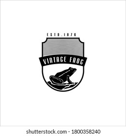 a frog logo badge with retro and vintage style for old and classic lovers