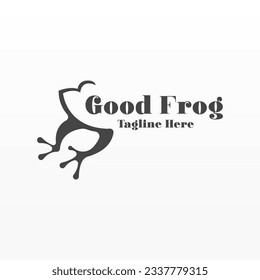 Frog logo design concept. Simple frog silhouette logo template. Animal logo template