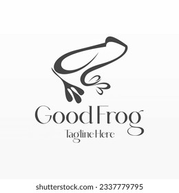 Frog logo design concept. Simple frog silhouette logo template. Animal logo template