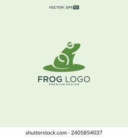 Frog logo design concept. Simple frog silhouette logo vector template.