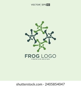 Frog logo design concept. Simple frog silhouette logo vector template.