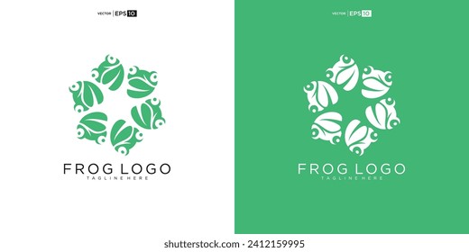 Frog logo design concept. Simple frog silhouette logo template