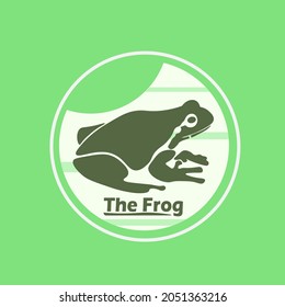 Frog logo design illustration, green background simple and creative