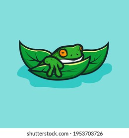 Frog logo design vector illustration. frog icon.