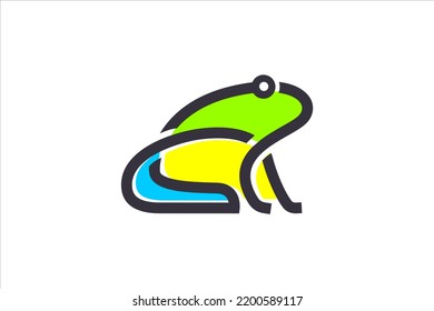 Frog logo digital circuit board design line style simple minimalist 