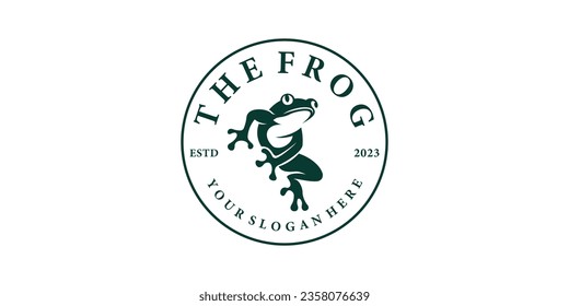 Frog logo emblem design, vector illustration