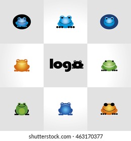 Frog logo. Funny frog