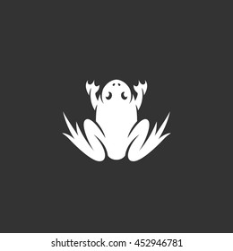 Frog logo on black background. Animal vector icon