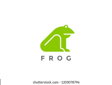 Frog Logo silhouette vector design template geometric style. Animal Logotype icon concept.