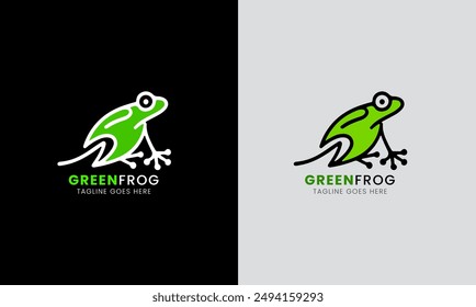 Frog logo, umbrella, rain jump abstract forest icon, natural green rain sky graphic concept  