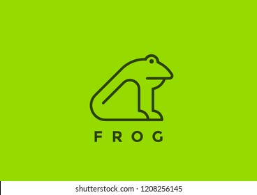 Frog Logo vector design template geometric Linear style. Line art Logotype icon concept.