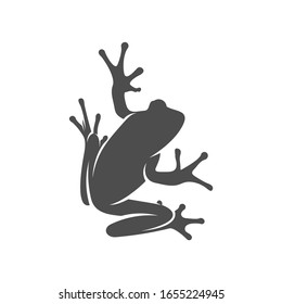 Frog logo vector design template, Silhouette Frog logo animal, Illustration