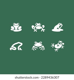 Frog logo  white vector drawing eps 10 green background