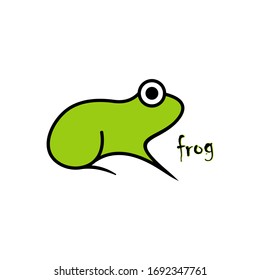 Frog logo.cartoon line icon version.