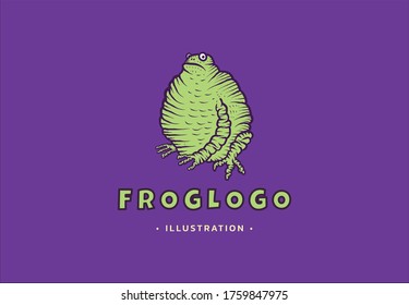 Frog. Logotype. Cartoon vector illustration