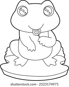 Frog Lollipop Animal Vector Graphic Art Illustration