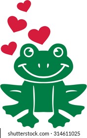 Frog in love hearts