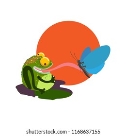 frog loves butterflies