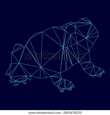Frog low poly triangulation triangulated polygonal electric cyan blue vibrant aqua neon color vector illustration image outline contour line style