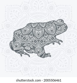 Frog Mandala Vector. Vintage decorative elements. Oriental pattern, vector illustration.