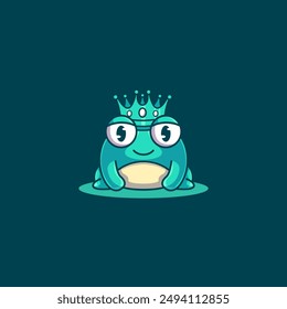 Frog Mascot Cartoon uses a modern style with a green colored vector display