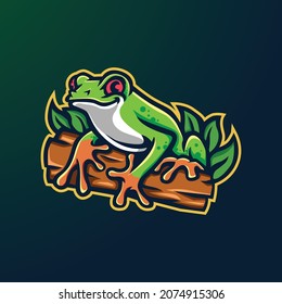 diseño del logotipo del personaje de la mascota de rana