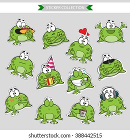 Frog mascot emoticons - set of Vector stickers