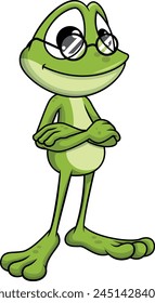 Frog mascot with glasses vector illustration