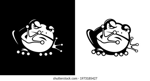 Frog mascot line art logo, suitable for use, brand logos, identity logos, business logos, icons and symbols.